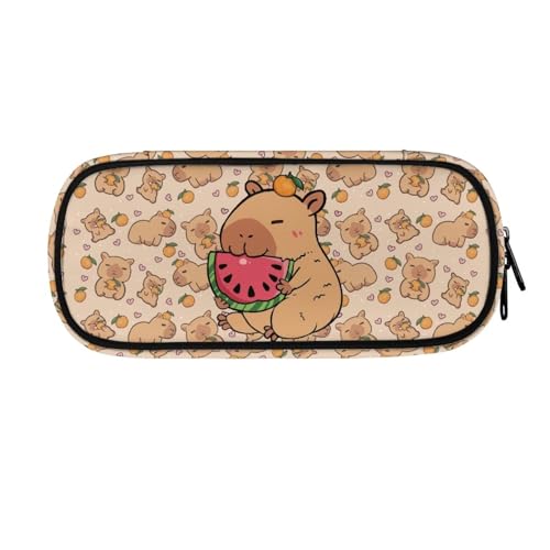 ASQVTIFE Federmäppchen für Schule, Mädchen, Jungen, großes Fassungsvermögen, Federmäppchen mit Fächern, Schreibtisch-Organizer, Capybara Wassermelone, L8.8x W1.7x H4.1inches, Capybara Wassermelone von ASQVTIFE