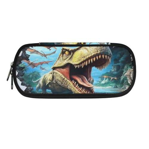 ASQVTIFE Federmäppchen für Schule, Mädchen, Jungen, großes Fassungsvermögen, Federmäppchen mit Fächern, Schreibtisch-Organizer, Dinosaurier, L8.8x W1.7x H4.1inches, Kinderrucksack von ASQVTIFE
