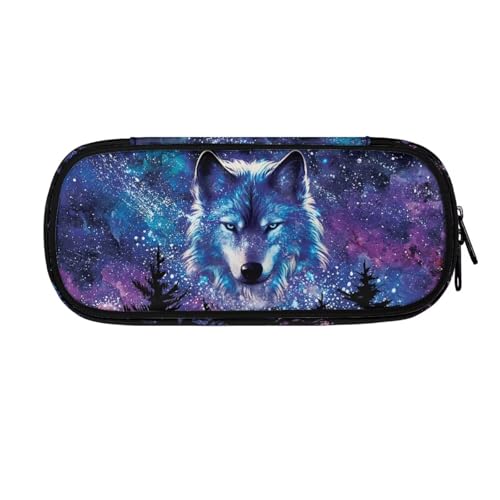 ASQVTIFE Federmäppchen für Schule, Mädchen, Jungen, großes Fassungsvermögen, Federmäppchen mit Fächern, Schreibtisch-Organizer, Galaxy Wolf, L8.8x W1.7x H4.1inches, Galaxy Wolf von ASQVTIFE