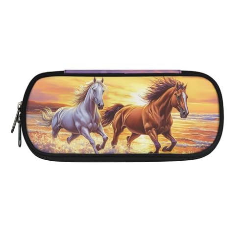 ASQVTIFE Federmäppchen für Schule, Mädchen, Jungen, großes Fassungsvermögen, Federmäppchen mit Fächern, Schreibtisch-Organizer, Galoppierpferd, L8.8x W1.7x H4.1inches, Kinderrucksack von ASQVTIFE