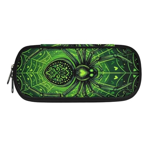 ASQVTIFE Federmäppchen für Schule, Mädchen, Jungen, großes Fassungsvermögen, Federmäppchen mit Fächern, Schreibtisch-Organizer, Grüne Spinne, L8.8x W1.7x H4.1inches, Kinderrucksack von ASQVTIFE