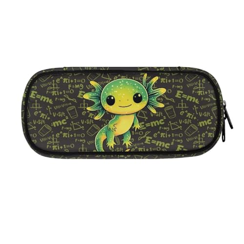 ASQVTIFE Federmäppchen für Schule, Mädchen, Jungen, großes Fassungsvermögen, Federmäppchen mit Fächern, Schreibtisch-Organizer, Grünes Axolotl, L8.8x W1.7x H4.1inches, Axolotl Sternennacht von ASQVTIFE