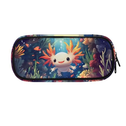 ASQVTIFE Federmäppchen für Schule, Mädchen, Jungen, großes Fassungsvermögen, Federmäppchen mit Fächern, Schreibtisch-Organizer, Kawaii Axolotl, L8.8x W1.7x H4.1inches, Axolotl Sternennacht von ASQVTIFE