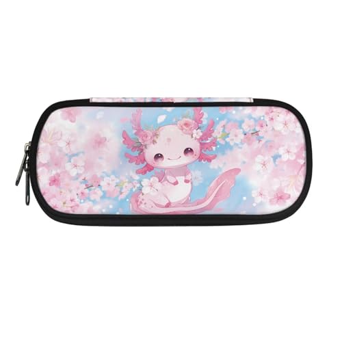 ASQVTIFE Federmäppchen für Schule, Mädchen, Jungen, großes Fassungsvermögen, Federmäppchen mit Fächern, Schreibtisch-Organizer, Niedliches Axolotl, L8.8x W1.7x H4.1inches, Kinderrucksack von ASQVTIFE