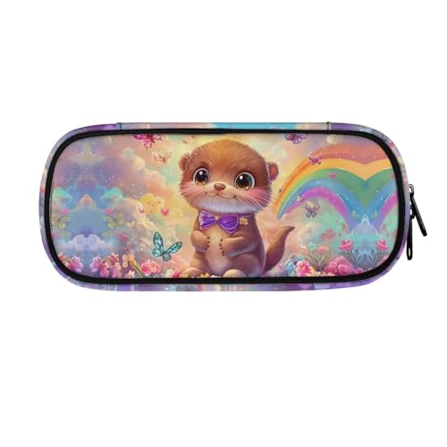 ASQVTIFE Federmäppchen für Schule, Mädchen, Jungen, großes Fassungsvermögen, Federmäppchen mit Fächern, Schreibtisch-Organizer, Otter Rainbow, L8.8x W1.7x H4.1inches, Otter Rainbow von ASQVTIFE