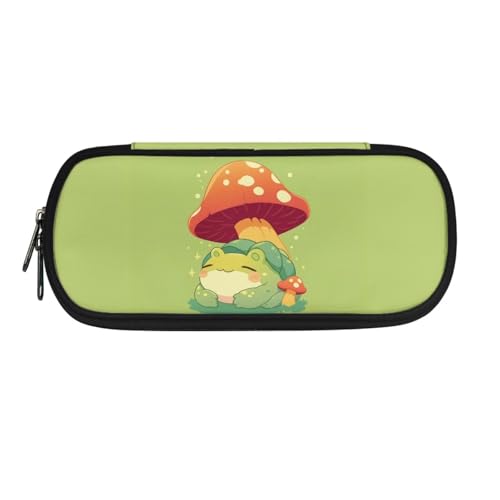 ASQVTIFE Federmäppchen für Schule, Mädchen, Jungen, großes Fassungsvermögen, Federmäppchen mit Fächern, Schreibtisch-Organizer, Pilzfrosch, L8.8x W1.7x H4.1inches, Kinderrucksack von ASQVTIFE