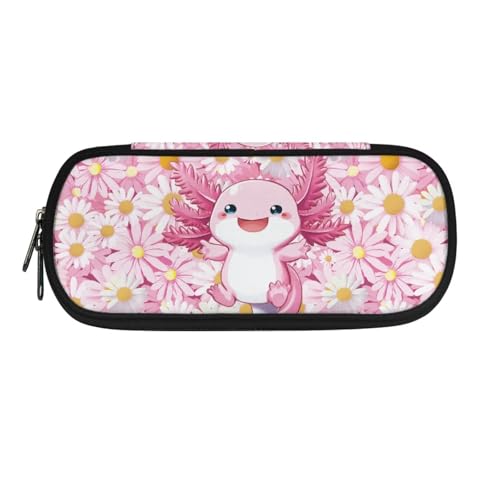 ASQVTIFE Federmäppchen für Schule, Mädchen, Jungen, großes Fassungsvermögen, Federmäppchen mit Fächern, Schreibtisch-Organizer, Pinker niedlicher Axolotl, L8.8x W1.7x H4.1inches, Kinderrucksack von ASQVTIFE