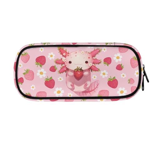 ASQVTIFE Federmäppchen für Schule, Mädchen, Jungen, großes Fassungsvermögen, Federmäppchen mit Fächern, Schreibtisch-Organizer, Strawberry Axolotl, L8.8x W1.7x H4.1inches, Axolotl Sternennacht von ASQVTIFE