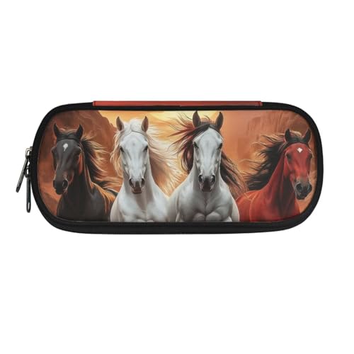 ASQVTIFE Federmäppchen für Schule, Mädchen, Jungen, großes Fassungsvermögen, Federmäppchen mit Fächern, Schreibtisch-Organizer, Tierpferd, L8.8x W1.7x H4.1inches, Kinderrucksack von ASQVTIFE