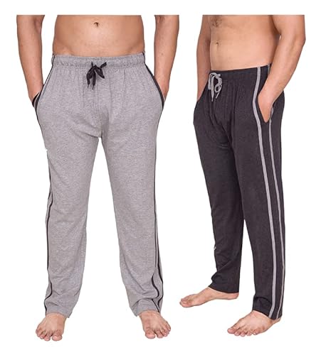 ASRL ®️ 2er-Pack Herren-Baumwoll-Loungewear-Hosen-Shorts mit elastischem Bund, superweicher, gemütlicher, bequemer Pyjama, Nachtwäsche, Loungewear (M, PANT-(CHARCOAL/GREY)) von ASRL