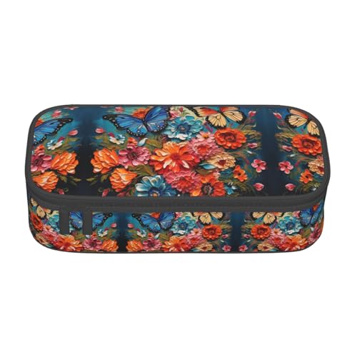ASSORT Großes Federmäppchen mit Blumen- und Schmetterlings-Aufdruck, Schreibwaren-Organizer-Tasche mit Reißverschluss, für Büro und Uni ASSORT Großes Federmäppchen mit Blumen- und Schmetterlings-Aufdruck, Schreibwaren-Organizer-Tasche mit Reißverschluss, für Büro und Uni von ASSORT