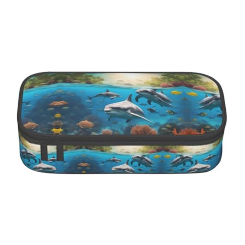 ASSORT Großes Federmäppchen mit Delfinen, Meeresschildkröte, Hai, Oktopus, Korallendruck, Schreibwaren, Organizer, Tasche mit Reißverschluss, für Büro und Uni ASSORT Großes Federmäppchen mit Delfinen, Meeresschildkröte, Hai, Oktopus, Korallendruck, Schreibwaren, Organizer, Tasche mit Reißverschluss, für Büro und Uni von ASSORT