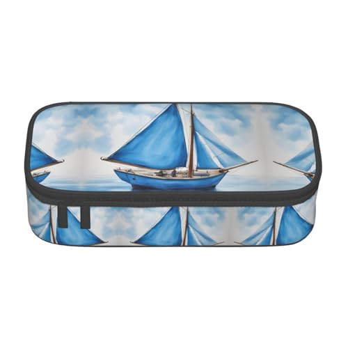 ASSORT Großes Federmäppchen mit Segelboot-Druck, Schreibwaren-Organizer, Tasche mit Reißverschluss, für Büro und Uni von ASSORT