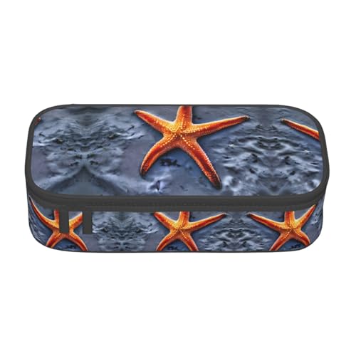 ASSORT Großes Federmäppchen mit Strand-Seestern-Druck, Schreibwaren-Organizer-Tasche mit Reißverschluss, für Büro und Uni von ASSORT
