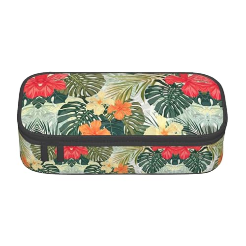 ASSORT Großes Federmäppchen mit Vegetationsblättern und Hibiskusblumen-Druck, Schreibwaren-Organizer-Tasche mit Reißverschluss, für Büro und Uni ASSORT Großes Federmäppchen mit Vegetationsblättern und Hibiskusblumen-Druck, Schreibwaren-Organizer-Tasche mit Reißverschluss, für Büro und Uni von ASSORT