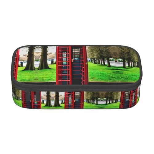 ASSORT Großes Federmäppchen mit britischem Telefonzellen-Aufdruck, Schreibwaren-Organizer, Tasche mit Reißverschluss, für Büro und Uni von ASSORT