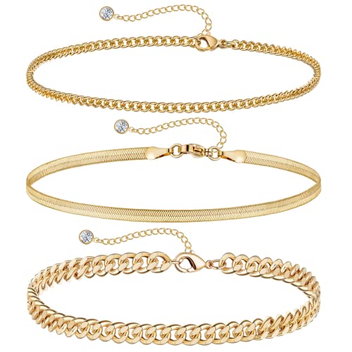 ASSUGO fussketten für frauen, 3pcs fußkette gold, Verstellbare fußkettchen für damen, Fusskettenchen Geschenke für Frauen Teenager Mädchen von ASSUGO