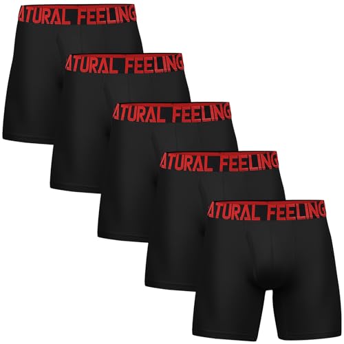 ASTEORRA Boxershorts Herren Sport Unterhosen Männer Sportunterwäsche Herren Boxershorts Schnelltrocknende Atmungsaktiv 5er Pack Schwarz L von ASTEORRA