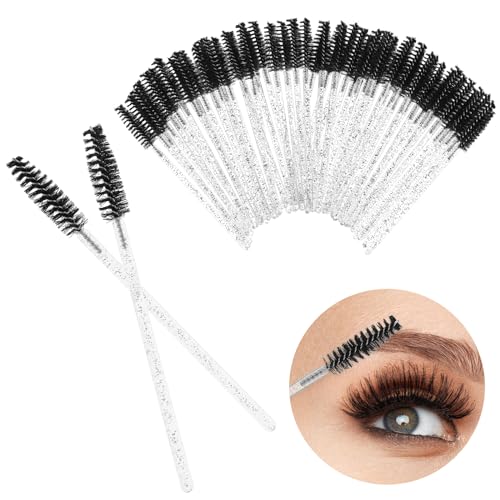 50 Stück Wimpernbürstchen, Einweg Kristall Wimpernbürste Pinsel Mascara Zauberstäbe Wimpernverlängerung Augenwimpern Applikator Pinsel Kristall Augen Make Up Tools für Beauty-Salon und Hausgebrauch von ASTER