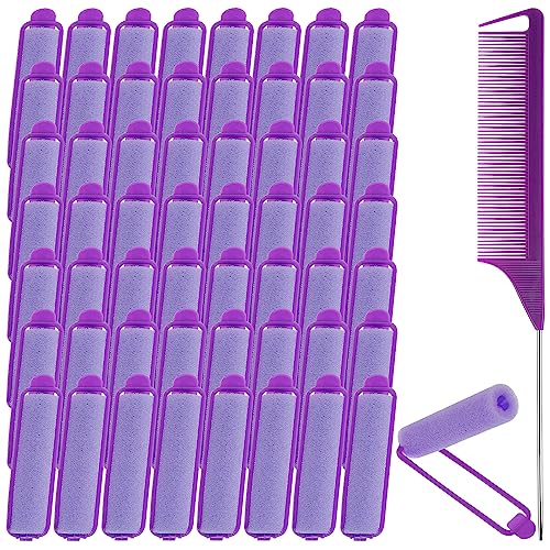 56-teiliges Schwamm-Lockenwickler-Set, selbsthaftend, hitzebeständig, Schaumstoff-Lockenwickler für langes Haar, mittleres und kurzes Haar, keine Hitze, Lockenwickler, Lockenwickler, Lockenwickler, Haarvolumen mit Pintail-Kamm für Frauen, Haarstyling von ASTER