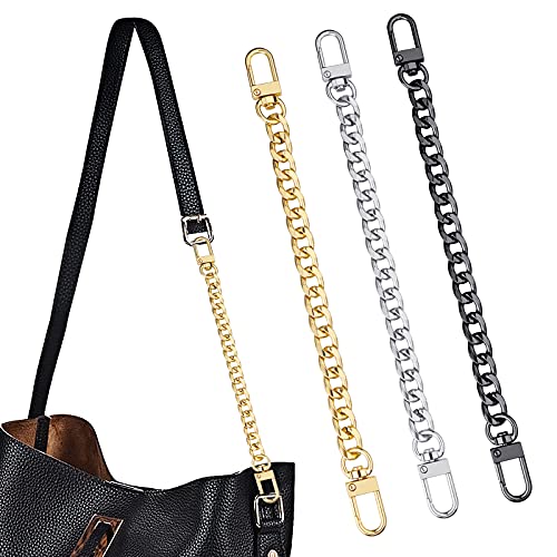 ASTER 3 Stück Geldbörse Kettenriemen 20 cm DIY Handtasche Taschenkette Gurt Extender Flachketten mit Metallschnallen Ketten Riemen für Geldbörse Handtaschen Clutch Umhängetasche Ersatzriemen von ASTER