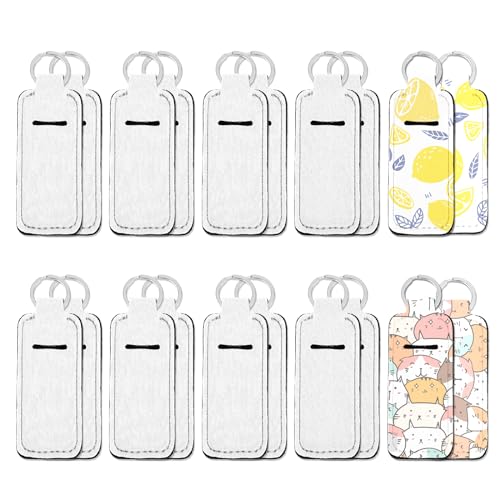 Aster 20 Stück Sublimation Chapstick Halter Rohlinge Schlüsselanhänger Halter Lippenbalsam Halter Neopren Lippenstift Halter Schlüsselanhänger für Geldbörse, Rucksack, Weiss/opulenter Garten von ASTER