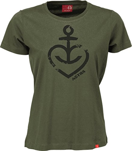 ASTRA Damen T-Shirt Herzanker Oliv, Damen-Bekleidung, Bier zum Anziehen als T-Shirt Print, mit dem typischen Herz-Anker, Geschenk-Idee für Frauen (XS) von ASTRA