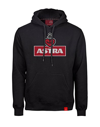 ASTRA Hoodie Herzanker Unisex, Sweater in Schwarz, sportlicher Kapuzen-Pullover mit Logo-Print auf Brust & Kapuze, Pulli für Männer & Frauen in M von ASTRA