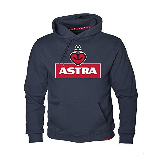 ASTRA Hoodie Herzanker Unisex, bequemer Pullover mit Kapuze, Cooler Kapuzen-Pulli mit Aufdruck, für Damen & Herren, Navy- Sweater aus St.Pauli (XS) von ASTRA