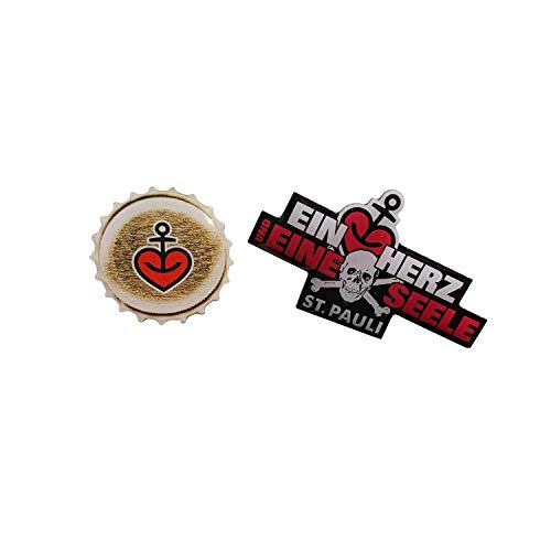 ASTRA Metall-Anstecker Pin 2er Set Ein Herz Eine Seele und Kronkorken, für Männer & Frauen, Geschenk-Ideen aus St. Pauli von ASTRA