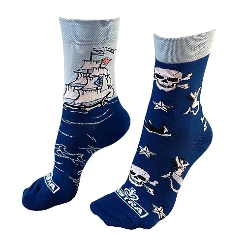 ASTRA Socken, für Damen & Herren, coole Socken aus St. Pauli, mit Seemanns-Motiven, blau, Mismatch (as3, numeric, numeric_43, numeric_46, regular, regular) von ASTRA