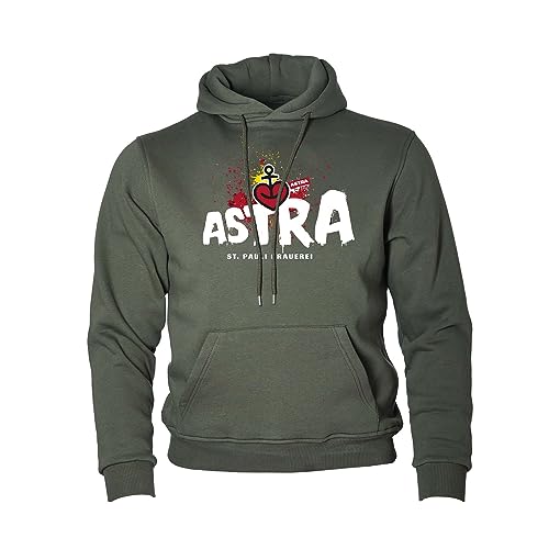 ASTRA St. Pauli Brauerei Hoodie Unisex, Sweater in Oliv, sportlicher Kapuzen-Pullover mit Logo-Print auf Brust & Kapuze, Pulli für Männer & Frauen (as3, Alpha, l, Regular, Regular) von ASTRA