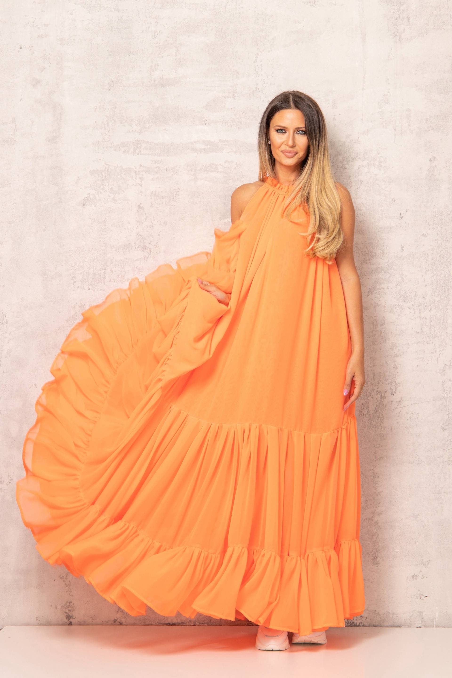 Extravagantes Maxi Sommerkleid, Boho Plus Size Kleid, Volles Helle Farbe Formelles Langes Strandkleid, Neckholder Cocktailkleid von ASTRAEAFASHION