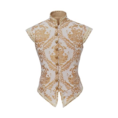 ASTRICOS Erwachsene Männer Renaissance Tudor Elizabethan Weste Cosplay Kostüm Pirat Kolonial Wams Weste Kostüm (Beige, XL) von ASTRICOS
