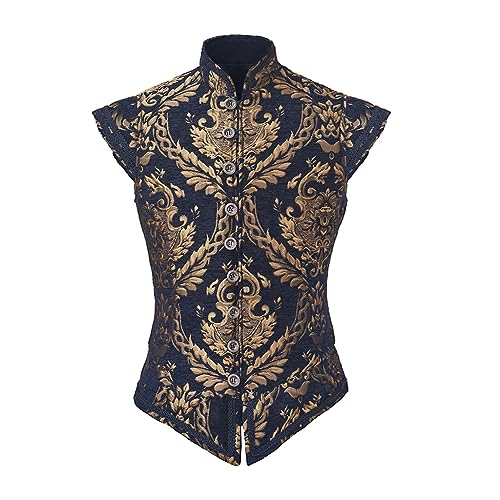 ASTRICOS Erwachsene Männer Renaissance Tudor Elizabethan Weste Cosplay Kostüm Pirat Kolonial Wams Weste Kostüm (Blau, L) von ASTRICOS