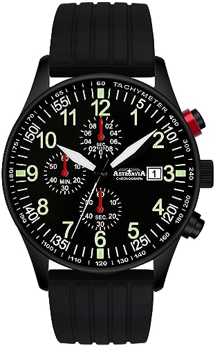 ASTROAVIA Herren-Armbanduhr Chronograph Quarz Silikon Armband schwarz N32BK5 ASTROAVIA Herren-Armbanduhr Chronograph Quarz Silikon Armband schwarz N32BK5 von ASTROAVIA