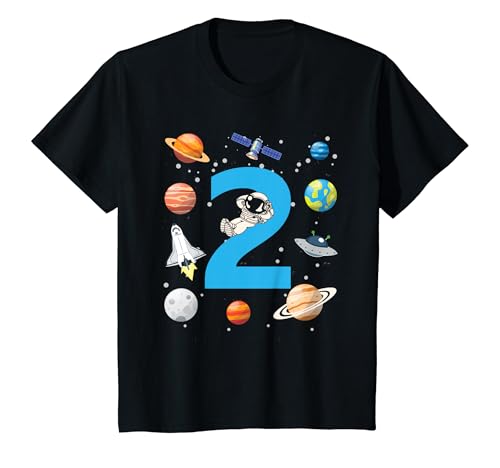 Kinder Astronaut 2. Geburtstag Weltraum Jungen 2 Jahre Raumschiff T-Shirt von ASTRONAUT KINDERGEBURTSTAG GESCHENK 2 - 8 JAHRE