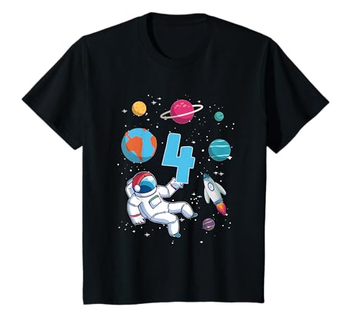 Astronaut 4. Geburtstag Weltraum Jungen 4 Jahre Raumschiff T-Shirt von ASTRONAUT KINDERGEBURTSTAG GESCHENK 2 - 8 JAHRE