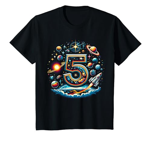 Kinder Astronaut 5. Geburtstag Weltraum Jungen 5 Jahre Raumschiff T-Shirt von ASTRONAUT KINDERGEBURTSTAG GESCHENK 2 - 8 JAHRE