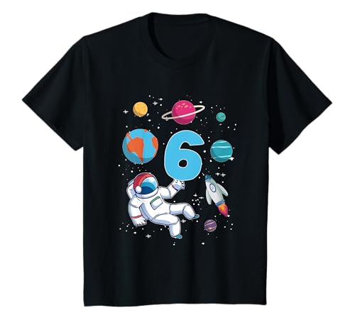 Kinder Astronaut 6. Geburtstag Weltraum Jungen 6 Jahre Raumschiff T-Shirt von ASTRONAUT KINDERGEBURTSTAG GESCHENK 2 - 8 JAHRE