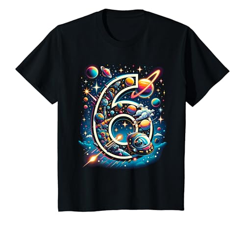 Kinder Astronaut 6. Geburtstag Weltraum Jungen 6 Jahre Raumschiff T-Shirt von ASTRONAUT KINDERGEBURTSTAG GESCHENK 2 - 8 JAHRE