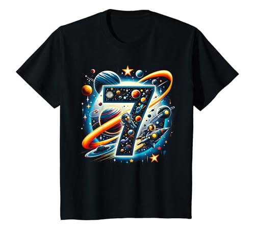Kinder Astronaut 7. Geburtstag Weltraum Jungen 7 Jahre Raumschiff T-Shirt von ASTRONAUT KINDERGEBURTSTAG GESCHENK 2 - 8 JAHRE