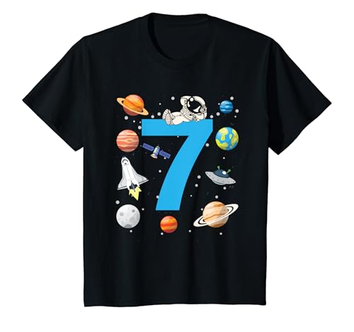 Kinder Astronaut 7. Geburtstag Weltraum Jungen 7 Jahre Raumschiff T-Shirt von ASTRONAUT KINDERGEBURTSTAG GESCHENK 2 - 8 JAHRE