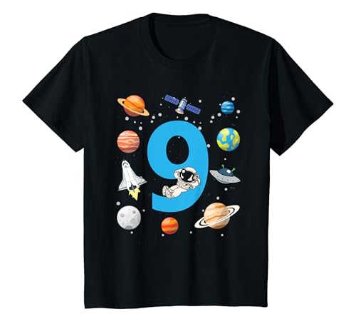 Kinder Astronaut 9. Geburtstag Weltraum Jungen 9 Jahre Raumschiff T-Shirt von ASTRONAUT KINDERGEBURTSTAG GESCHENK 2 - 8 JAHRE