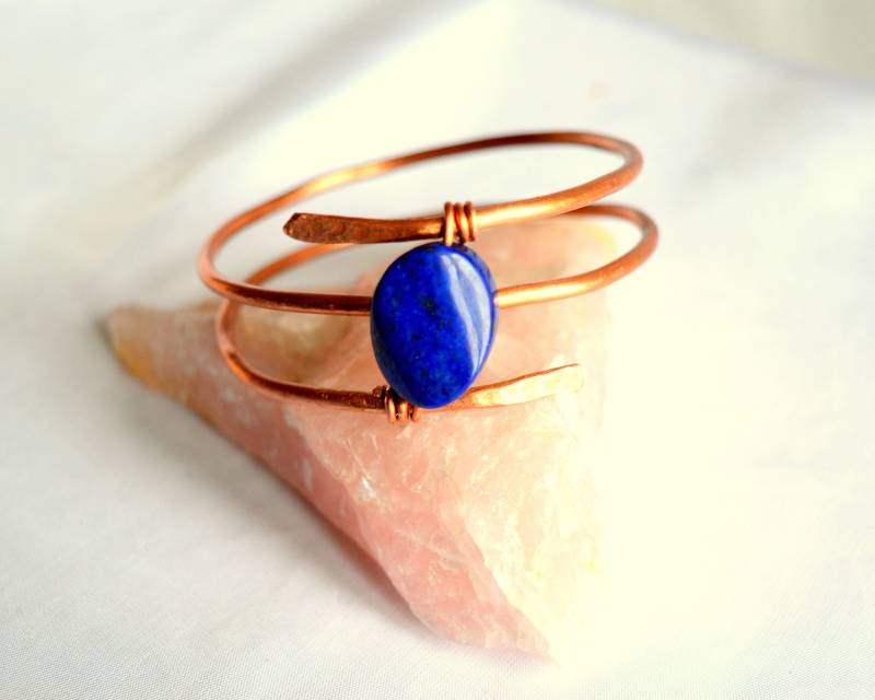 Armbänder, Kupferdraht Armbänder Mit Lapis Lazuli Ston, Draht Gewickeltes Armband, Boho Schmuck, Frauen Free Shippingt Armbänder, Kupferdraht Armbänder Mit Lapis Lazuli Ston, Draht Gewickeltes Armband, Boho Schmuck, Frauen Free Shippingt von ASUlrichDesign