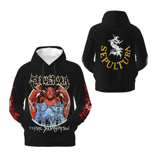 ASVIL Sepultura Roots Logo Fleece Pullover Herren Kapuze Hoodie Sweatshirt Langarm Kapuzenpullover für Männer Fan Merch Top mit Tasche von ASVIL