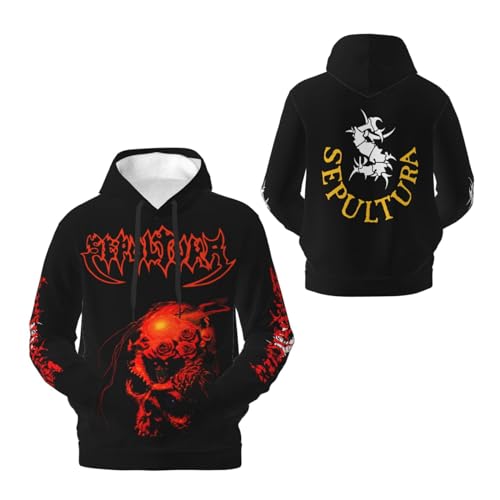 ASVIL Sepultura Roots Logo Fleece Pullover Herren Kapuze Hoodie Sweatshirt Langarm Kapuzenpullover für Männer Fan Merch Top mit Tasche von ASVIL