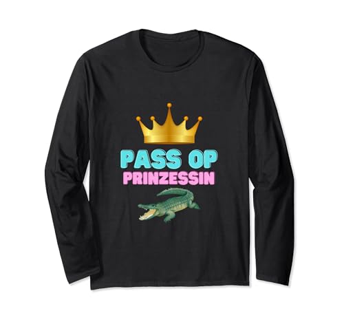 ASVP Shop Frauen Prinzessin Karneval Fasching Langarmshirt Krone- und Krokodil-Design Schwarz S von ASVP Shop