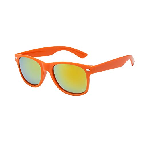 ASVP Shop Hochwertige Sonnenbrille Retro Vintage Unisex Brille für Männer und Frauen Oranger Spiegel (WF21) von ASVP Shop