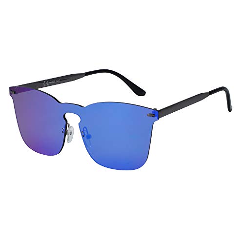 Randlose verspiegelte Sonnenbrille One Piece rahmenlose Sonnenbrille von ASVP Shop, Vintage, Blau von ASVP Shop